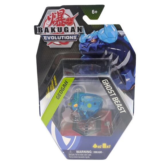 Bakugan Evolutions Geogan Ghost Beast Blue Action Figure With Ability Cards NIB - Picture 1 of 4